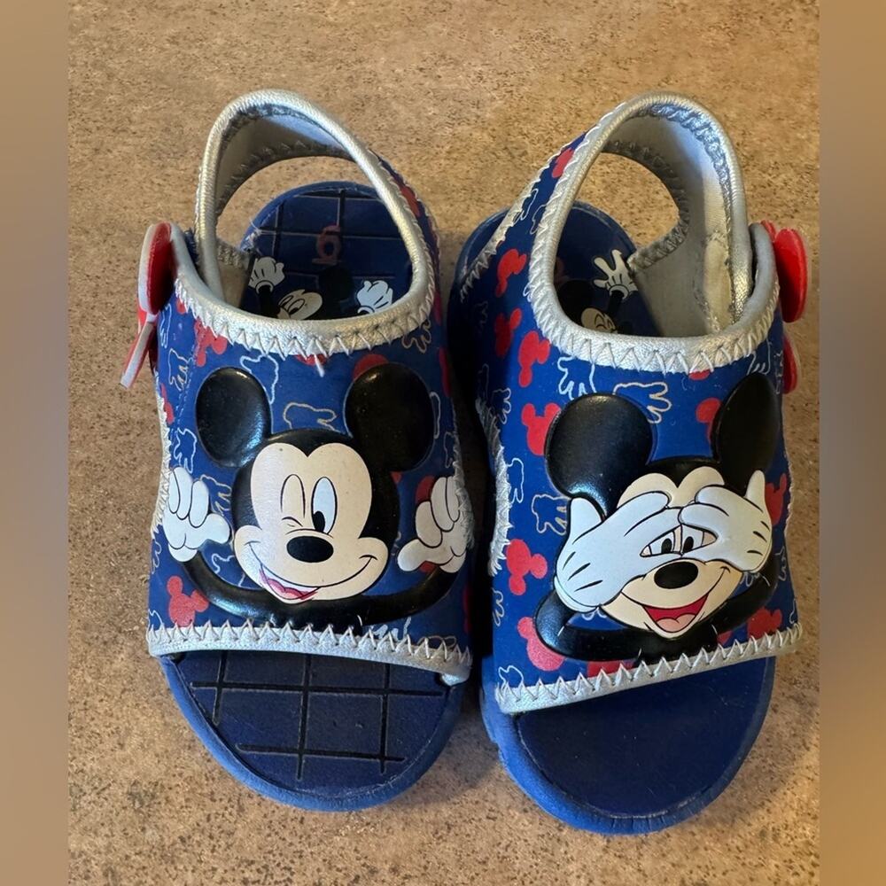 Mickey Mouse Kids Slip on Blue Sandals Toddler Size 6 Summer, Casual